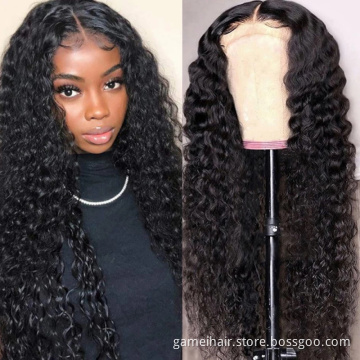 New Brazilian Deep Wave Human Hair Wigs 4x4 Lace Closure Wig 13x4 360 Water Curly Lace Frontal Hair Wigs For Women